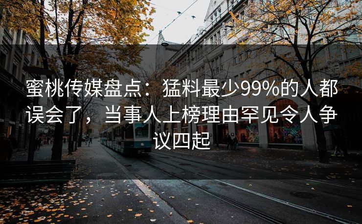 蜜桃传媒盘点：猛料最少99%的人都误会了，当事人上榜理由罕见令人争议四起  第1张