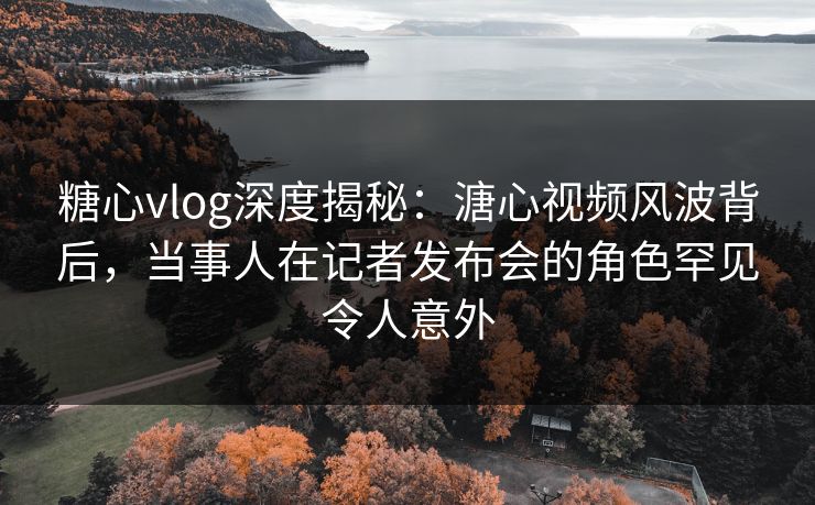 糖心vlog深度揭秘：溏心视频风波背后，当事人在记者发布会的角色罕见令人意外  第1张