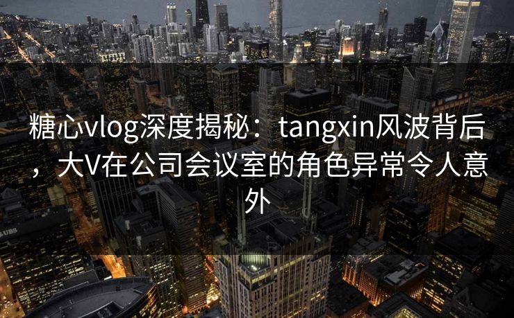 糖心vlog深度揭秘：tangxin风波背后，大V在公司会议室的角色异常令人意外  第1张