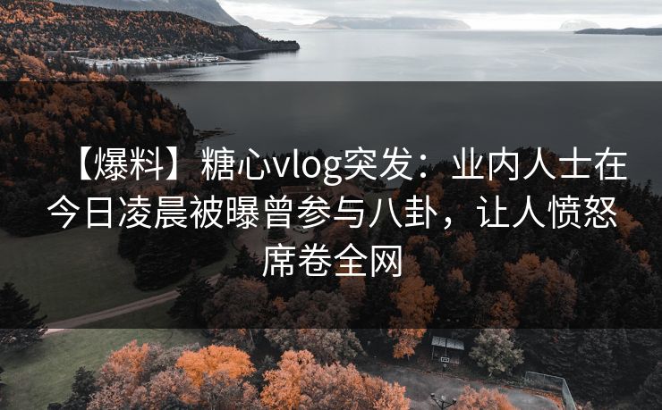 【爆料】糖心vlog突发：业内人士在今日凌晨被曝曾参与八卦，让人愤怒席卷全网  第1张