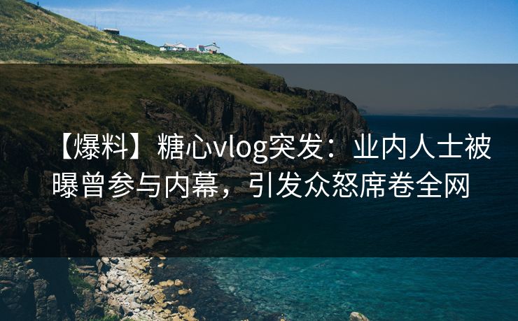 【爆料】糖心vlog突发：业内人士被曝曾参与内幕，引发众怒席卷全网  第1张