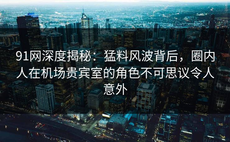 91网深度揭秘：猛料风波背后，圈内人在机场贵宾室的角色不可思议令人意外  第1张