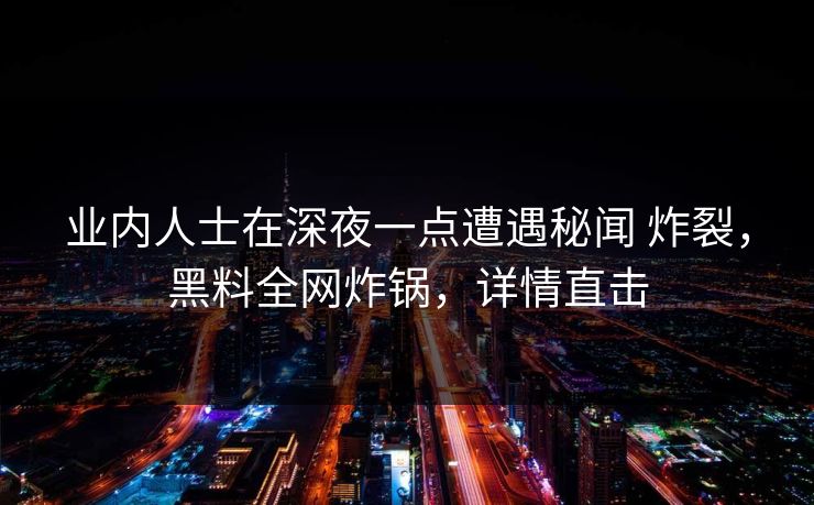 业内人士在深夜一点遭遇秘闻 炸裂，黑料全网炸锅，详情直击