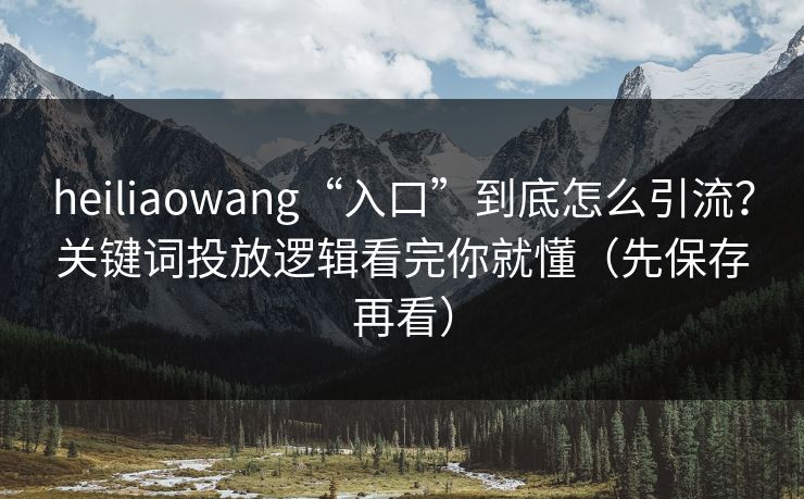 heiliaowang“入口”到底怎么引流?关键词投放逻辑看完你就懂(先保存再看)