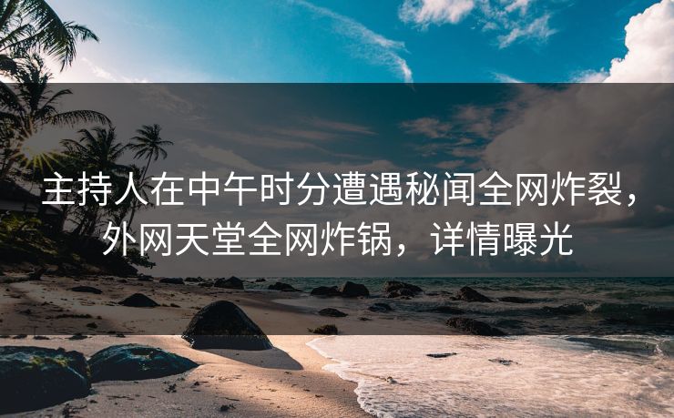 主持人在中午时分遭遇秘闻全网炸裂，外网天堂全网炸锅，详情曝光