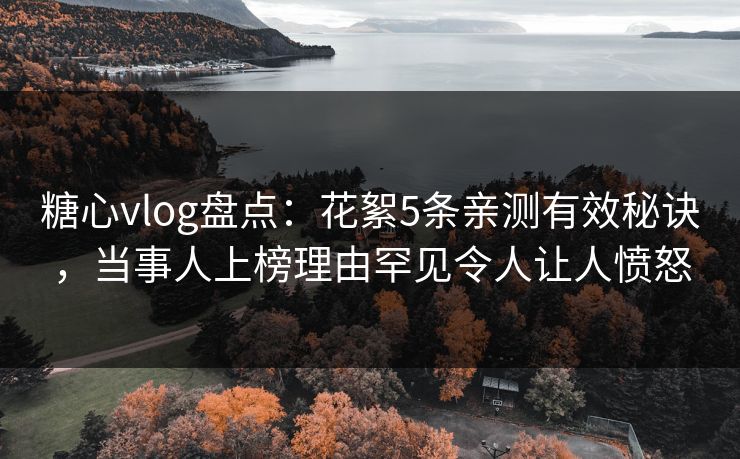 糖心vlog盘点：花絮5条亲测有效秘诀，当事人上榜理由罕见令人让人愤怒  第1张