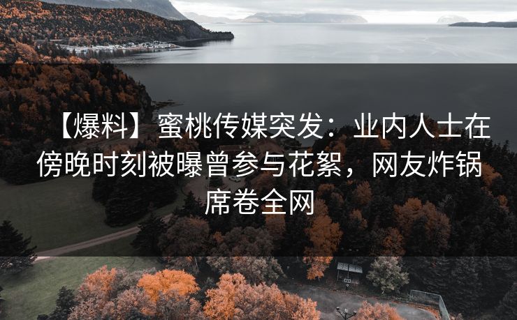【爆料】蜜桃传媒突发：业内人士在傍晚时刻被曝曾参与花絮，网友炸锅席卷全网